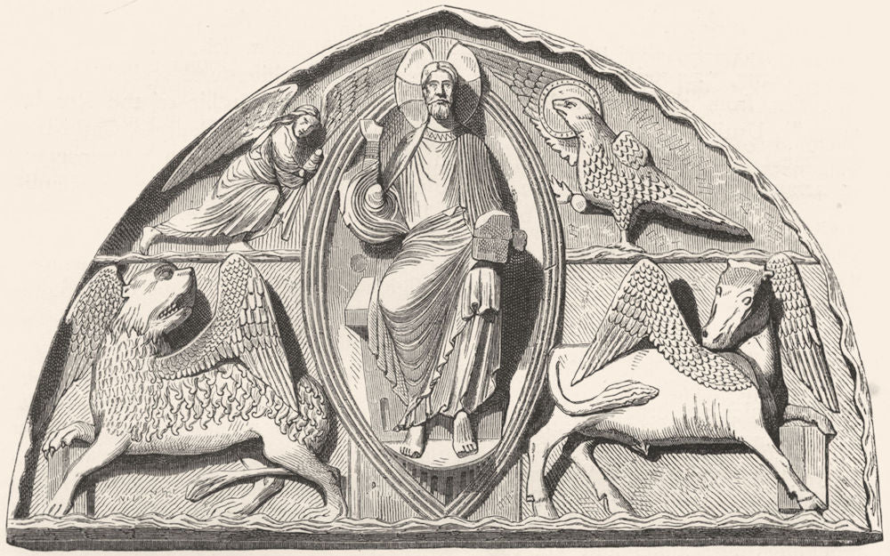 EURE-ET-LOIR. Tympan of Western door, Chartres Cathedral c1878 old print